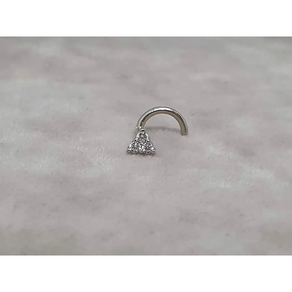 Золотая серьга-пирсинг Астор в нос с фианитом. 2182442Б - фото 2