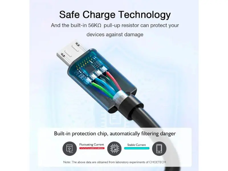 Кабель Choetech USB 2.0 to Micro USB 1.2m Black (AB003) - фото 3