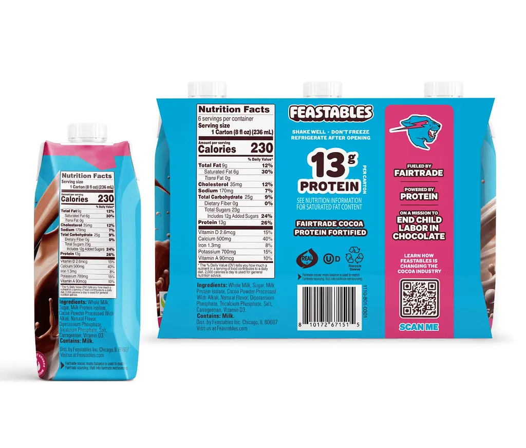 Шоколадне молоко Feastables Protein Fortified Chocolate Milk 6 шт х 236 мл - фото 2