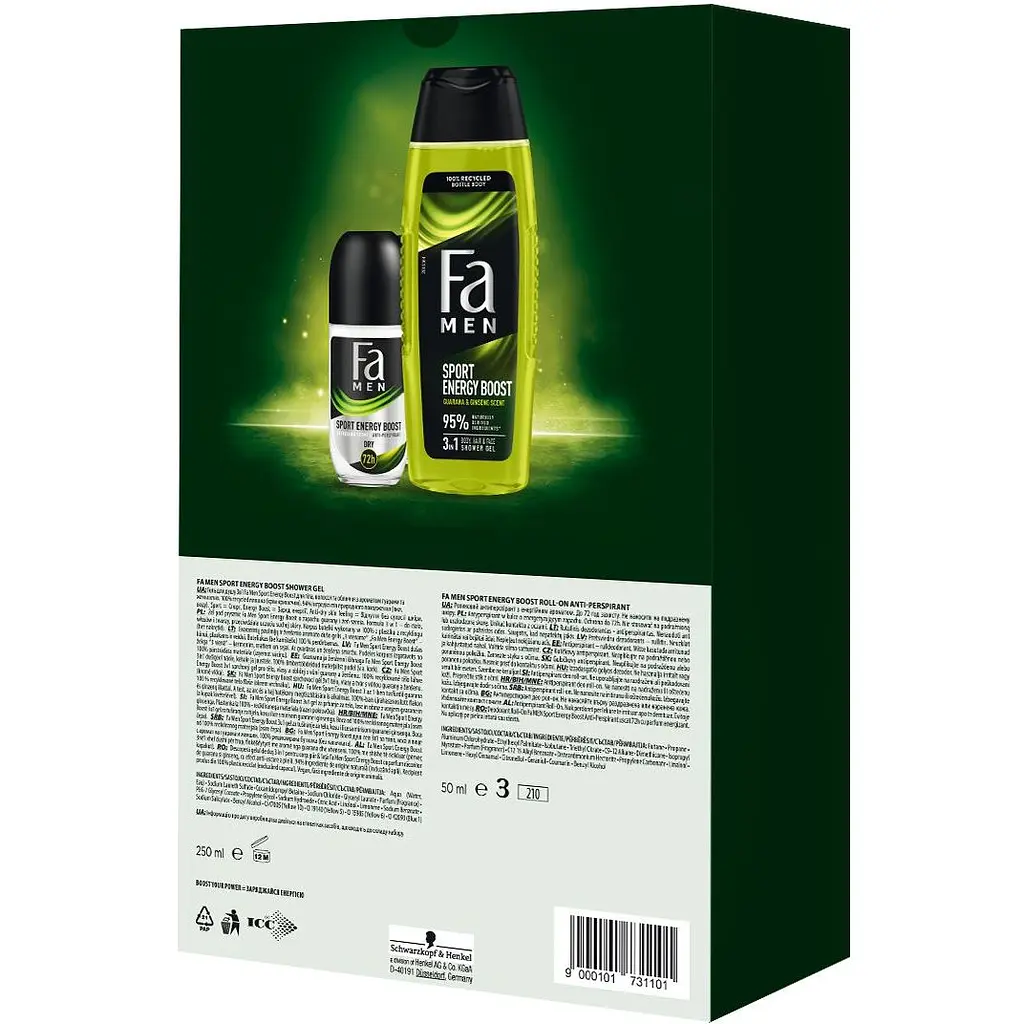 Набір Boost Your Power: Гель для душу Fa Men Sport Energy Boost 250 мл + Роликовий антиперспірант Fa Men Sport Energy Boost 50 мл​ - фото 5