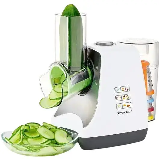 Овочерізка електрична терка SilverCrest SGR 150 E2 мультитерка з 5 насадками та відсіком для зберігання - фото 3