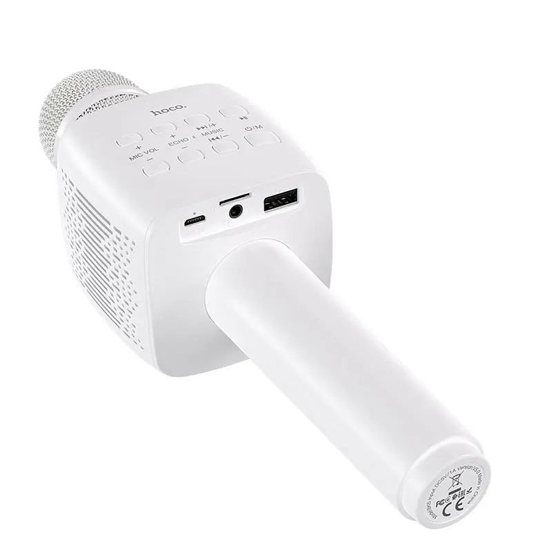 Портативна колонка-мікрофон HOCO BK5 Cantando karaoke microphone 5W White (6931474742292) - фото 2