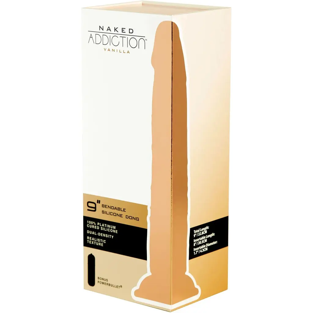 Фалоімітатор Addiction Naked - 9 silicone Dual Density Bendable Dildo Vanilla - фото 9