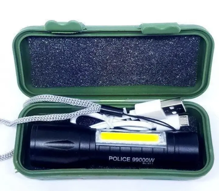 Світлодіодний ліхтарик Bailong Police COB USB BL-511 BL-515 BL-513 у пластиковому чохлі - фото 5