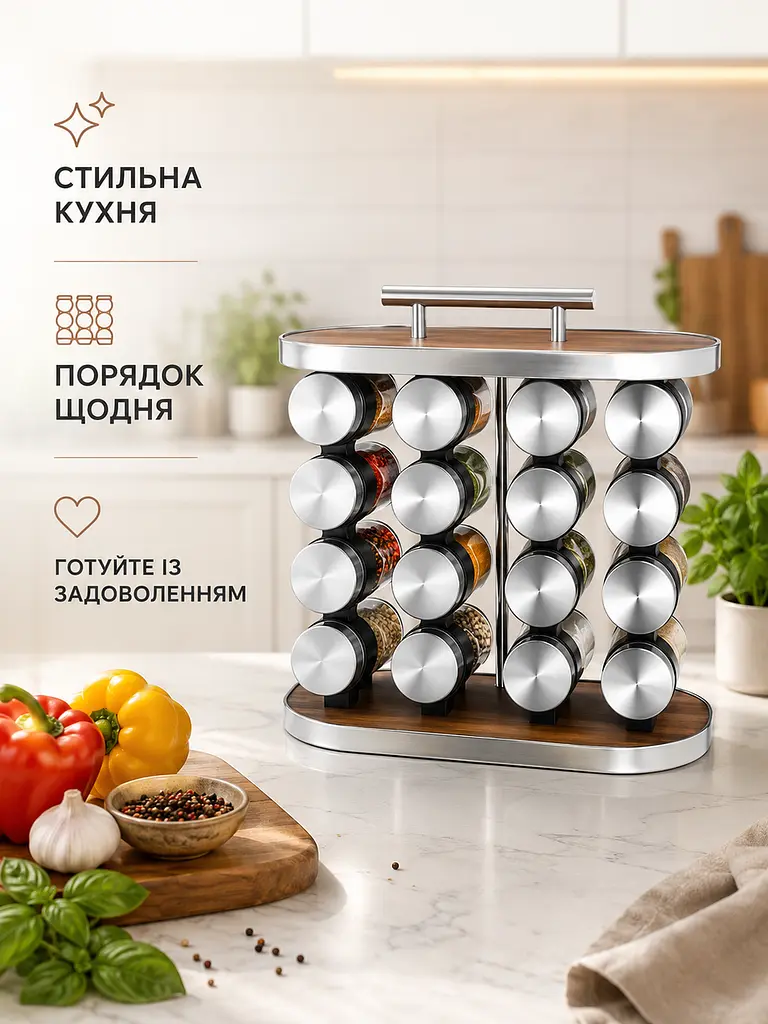 Карусель для спецій на 16 баночок з підставкою (49676053) - фото 6