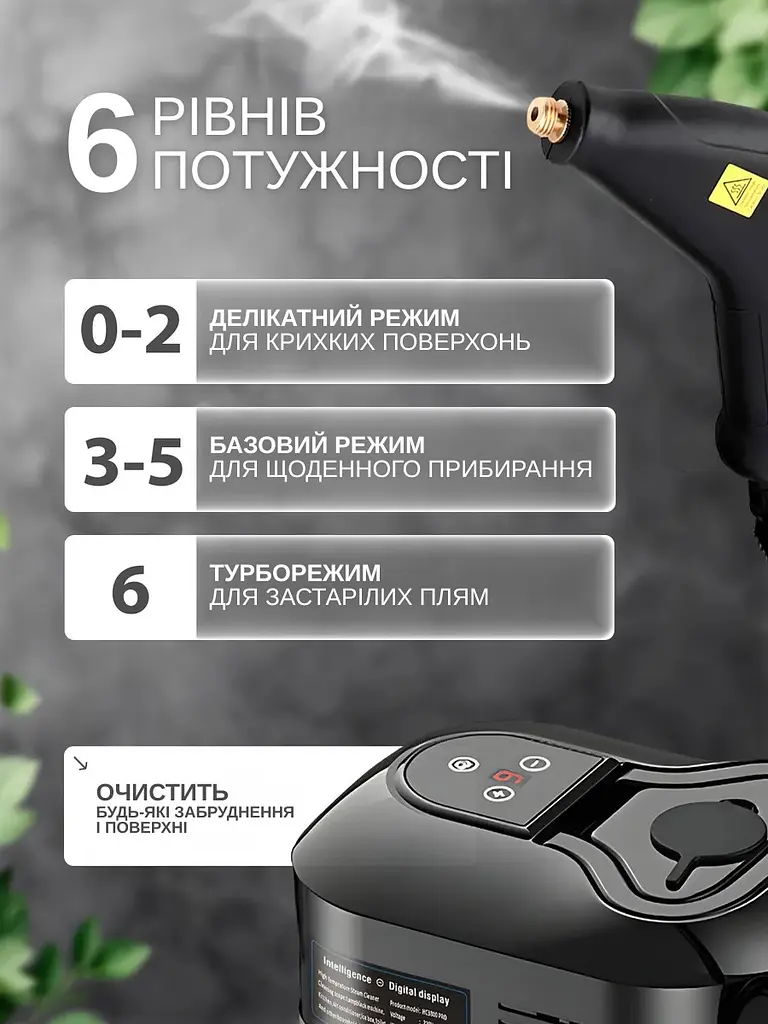 Пароочисник універсальний високого тиску 2500 Вт 3,5 бар з 6 насадками - фото 4