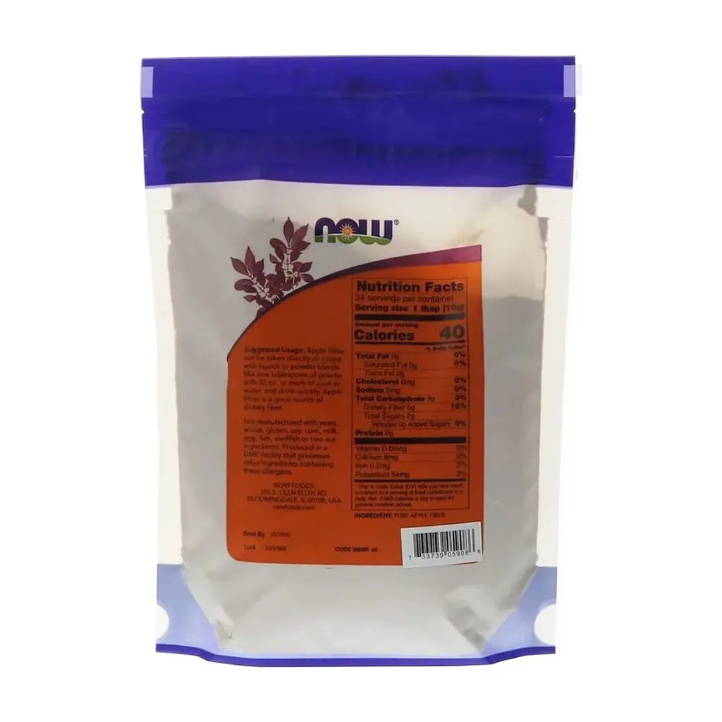 Витамин Now Foods Чистая яблочная клетчатка, Pure Apple Fiber, Порошок, 340 г (NOW-05908) - фото 2