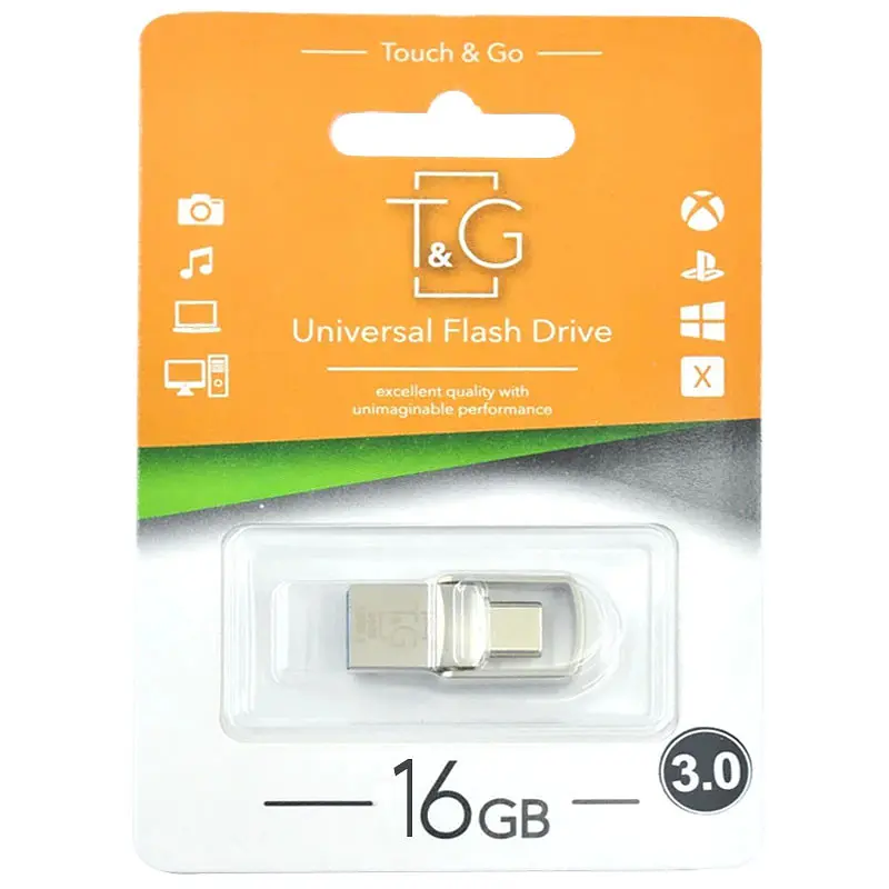 Флеш-накопитель TG 104 Metal Series 2in1 USB 3.0 (USB-A/C) - 16GB Серебряный - фото 2