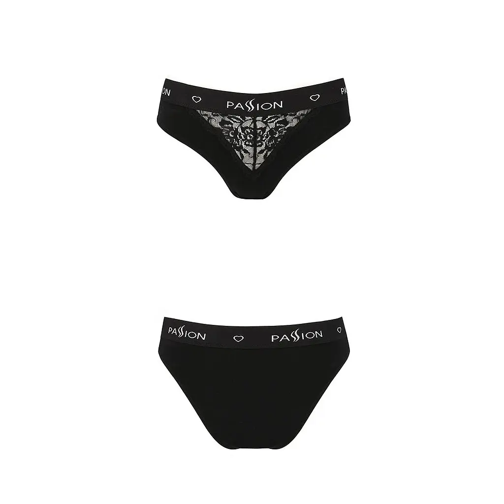 Трусики з широкою гумкою і мереживом Passion PS001 PANTIES M, black - фото 5