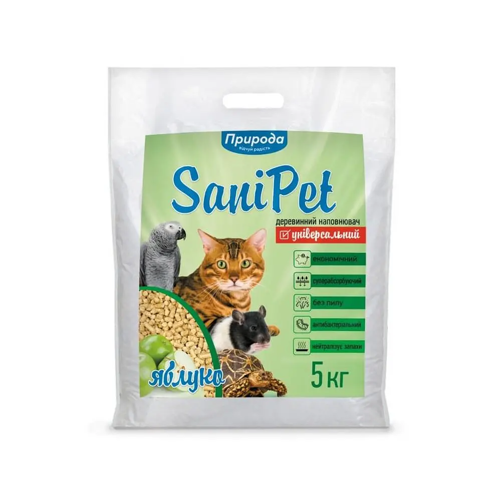 Наполнитель Природа Sani Pet деревянный универсальный с ароматом яблока 5 кг PR240794 - фото 2