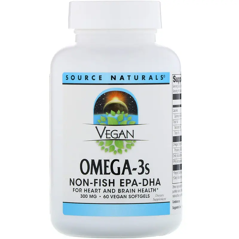 Жирні кислоти для веганів Source Naturals Омега-3 Omega-3S EPA-DHA 300 мг 60 капсул