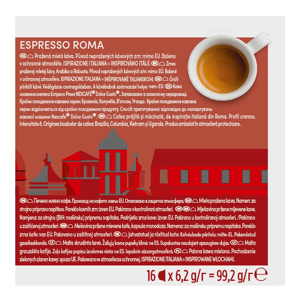 Уцінка. Кава в капсулах NESCAFE Dolce Gusto Espresso Roma 99.2 г (16 шт. по 6.2 г) - фото 7