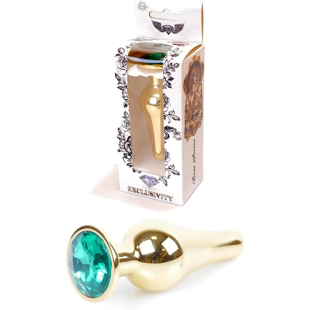 Анальна пробка Boss Of Toys Boss Series - Jewellery Gold Butt Plug Green, BS6400069, Золотий / Зелений - фото 3