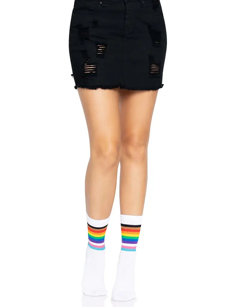 Шкарпетки жіночі в смужку Leg Avenue Pride crew socks Rainbow, 37–43 розмір - фото 5