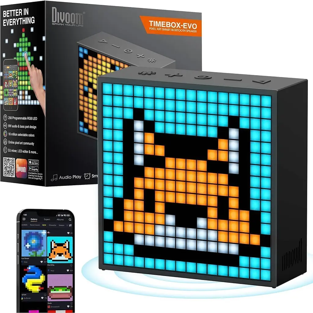 Портативна акустика Divoom Timebox-Evo Pixel Art Black (840500101766) [161505] - фото 10