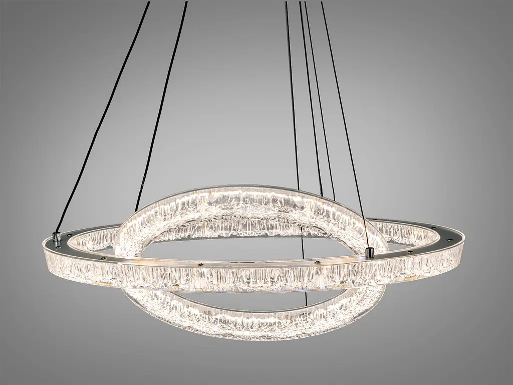 Стильна підвісна LED люстра до 18 м2 Diasha 1712/600+400ABK, чорна, 2 кільця, 66 W - фото 3
