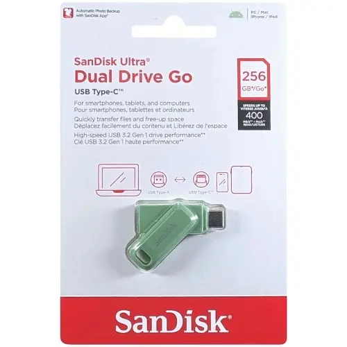 Флеш-накопичувач USB 256Gb Ultra Dual Go, Absinthe Green, Type-C / USB 3.2 Gen 1, до 400 МБ SanDisk teh0029116 - фото 3