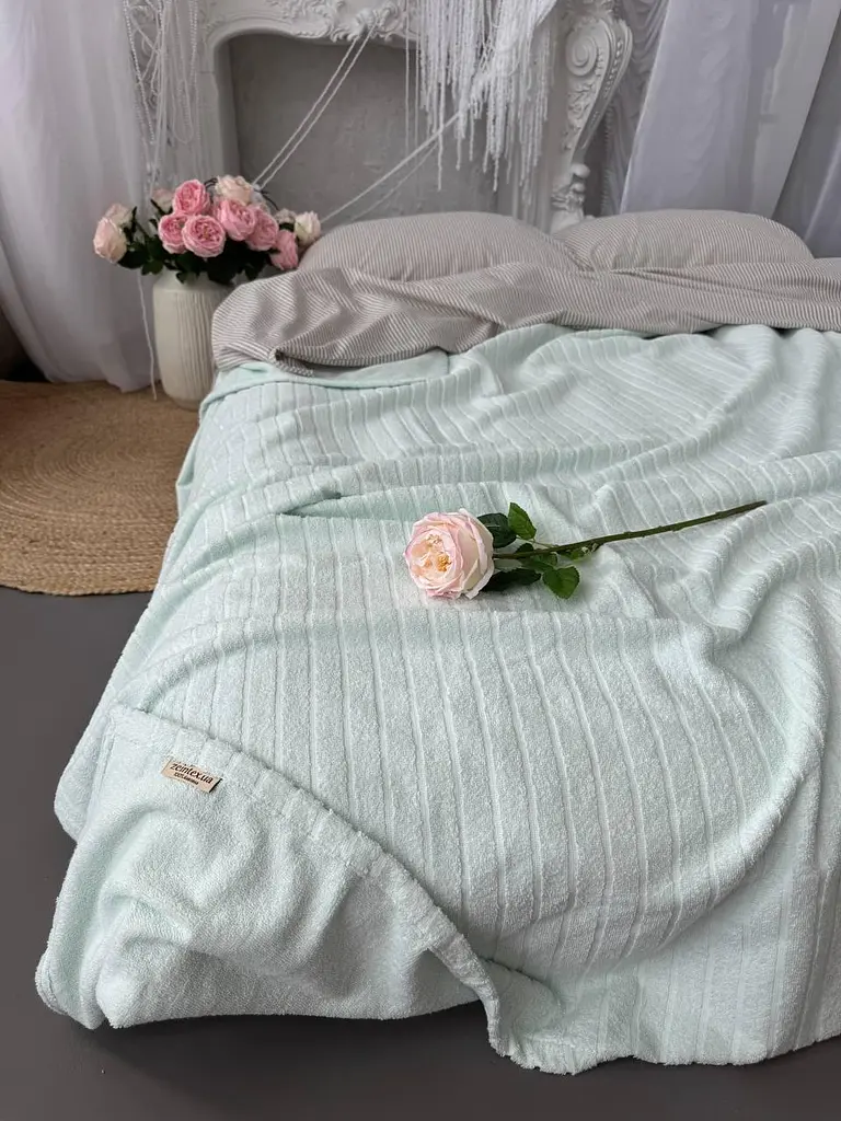 Покривало Zeintex Palermo махрове бавовняне світло-м'ятне 210х300 см - фото 9
