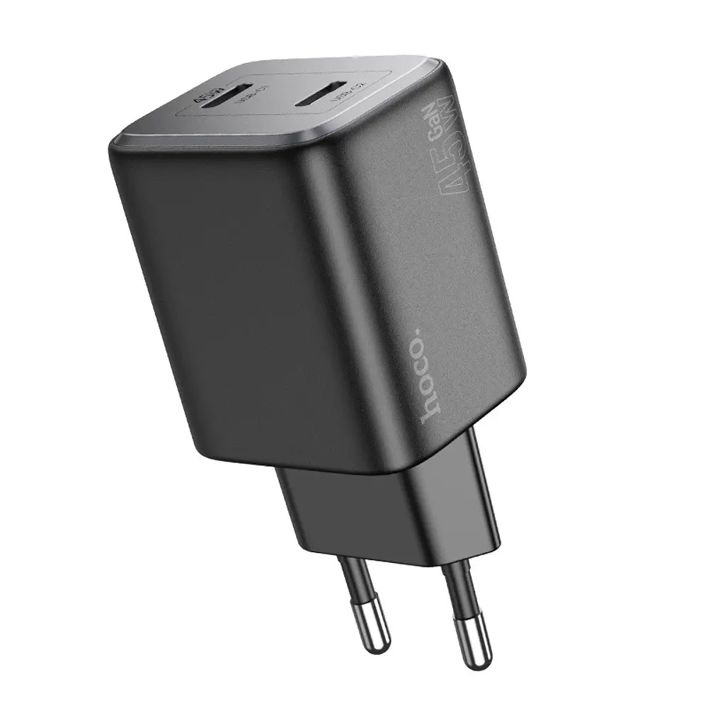 Мережевий зарядний пристрій Hoco N42 2 Type-C PD 45W чорний - фото 3