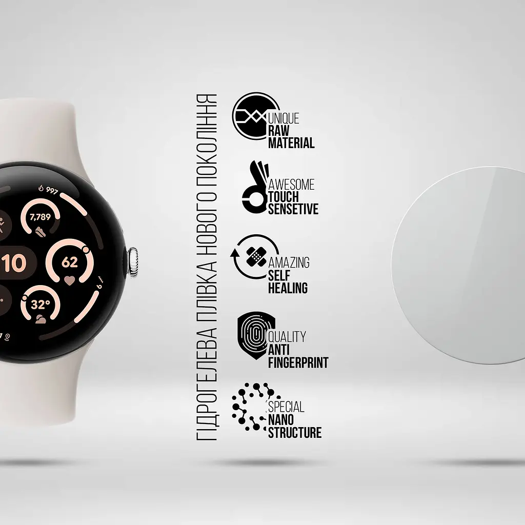 Гідрогелева плівка на годинники Google Pixel Watch 3 45mm ArmorStandart захисна плівка для смарт годинників прозора (ARM81146) - фото 2