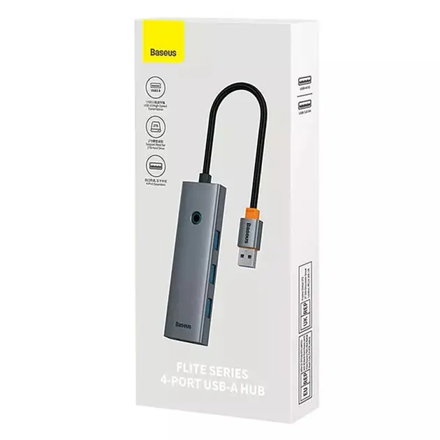 USB-хаб Baseus UltraJoy Series 4-Port (USB-A to USB3.0*4) B0005280A813-02 Grey - фото 7