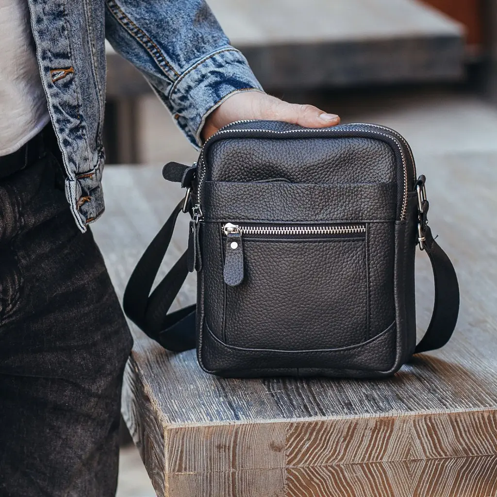 Чоловіча барсетка 18х21х7, сумка шкіряна планшетка через плече Tiding Bag SK N5386 чорна 180 - фото 9