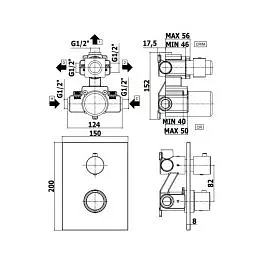 Термостат для душу на 3 споживача Paffoni Light з металевою накладкою black matt LIQ519NO/M, Чорний матовий - фото 2