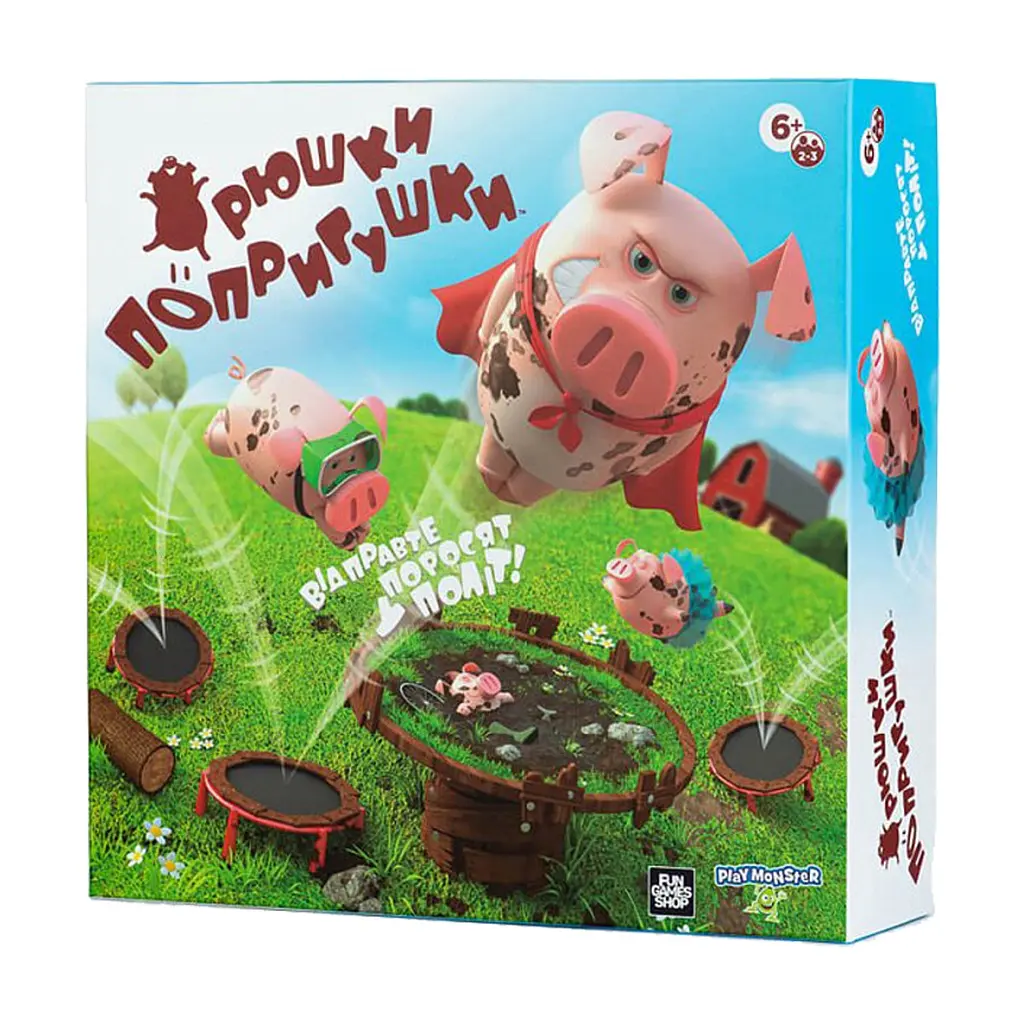 Настільна гра Fun Games Shop Хрюшки - Попригушки (Pigs on Trampolines) (укр.) (FGS63)