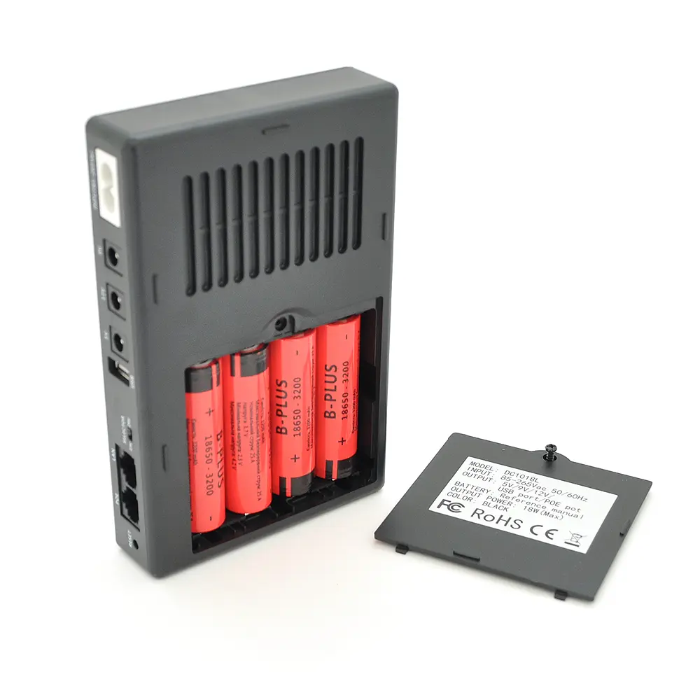 ДБЖ UPS-18W DC1018P YT45454 для роутерів/комутаторів/PON/POE-430, 5//9/12V, 1A, 12800MAh(знімні 4*3200MAh), Black, BOX - фото 3