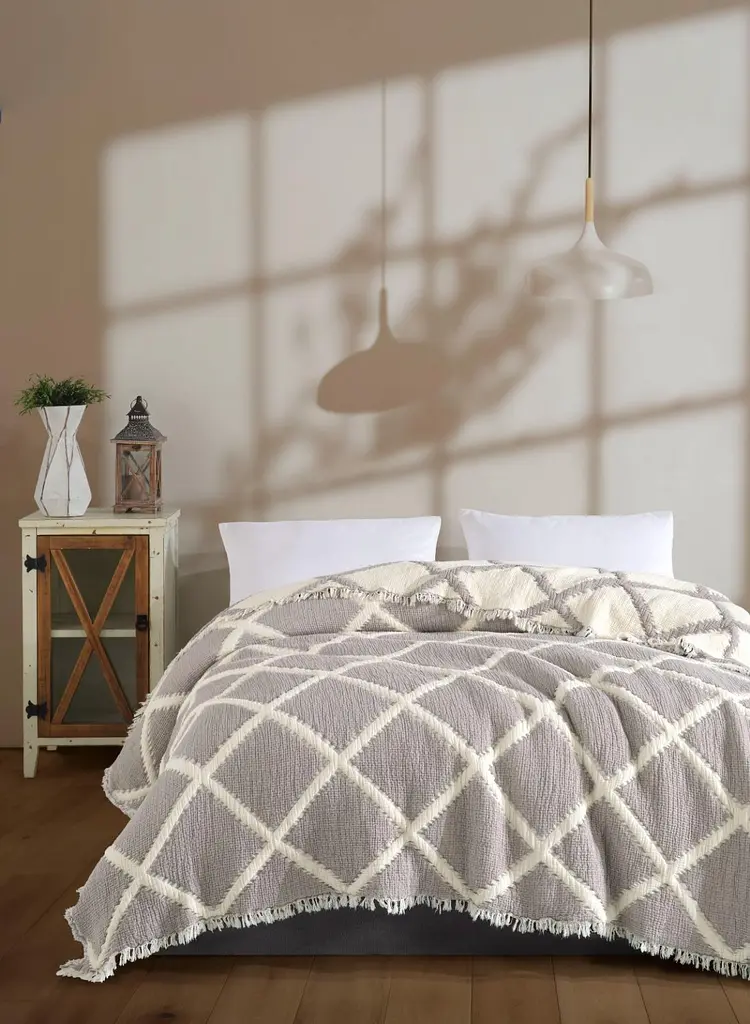 Муслінове покривало Moss Ivory Gri 230х250 см Moss Home pbe0051373