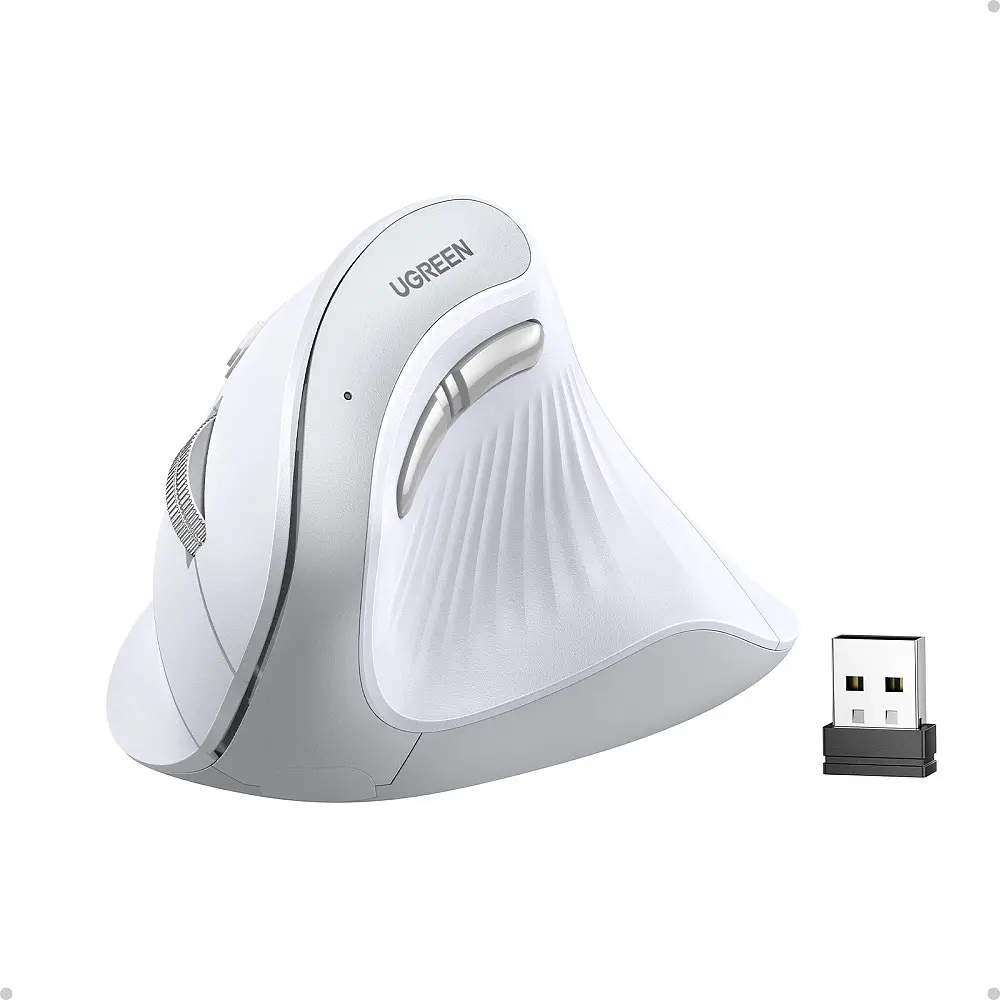 Маніпулятор миша бездротова UGREEN MU008 Multi-mode Vertical Mouse White (UGR-45759) - фото 3