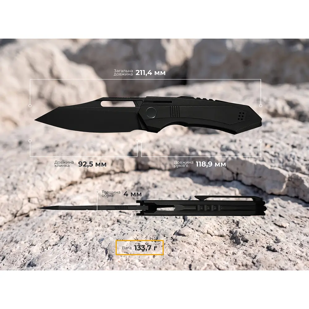 Ніж складаний туристичний Weknife Bogey (9.3 см) Bohler M390 / Titanium чорний - фото 13
