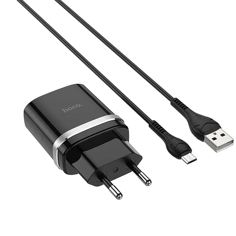 СЗУ Hoco C12Q Smart QC3.0 3A (1USB-A) + кабель USB to MicroUSB Черный - фото 3