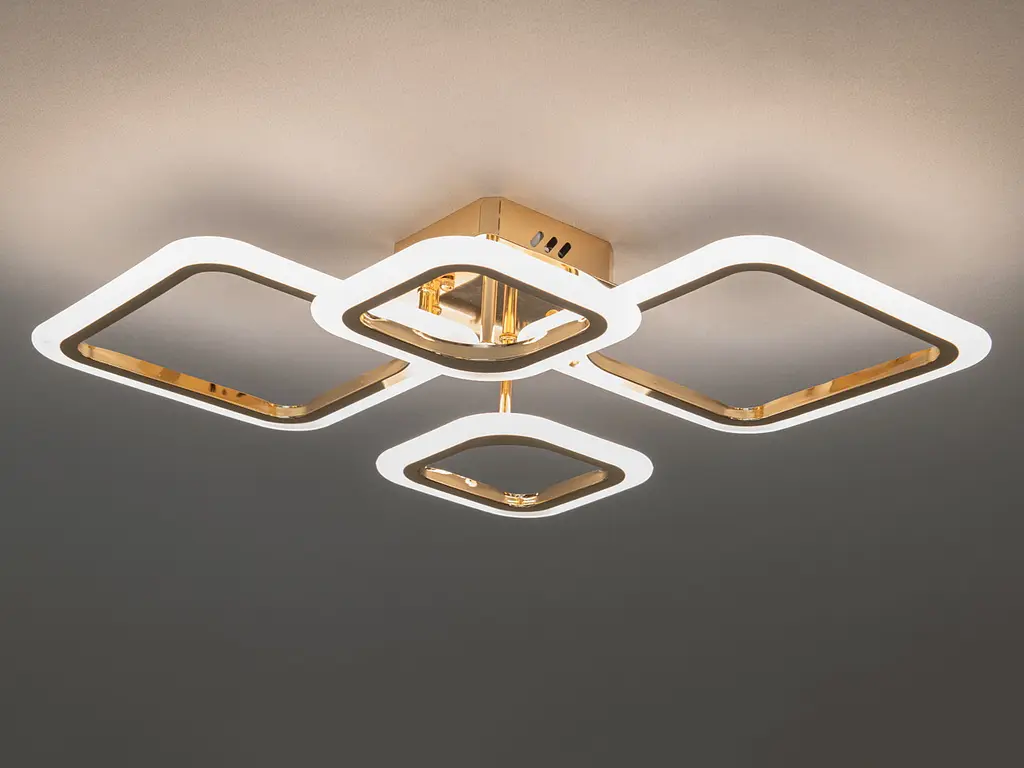 Люстра стельова LED Diasha A8060/2+2G 52W, 2860 лм, золото, сучасний стиль для коридору, вітальні, спальні - фото 2
