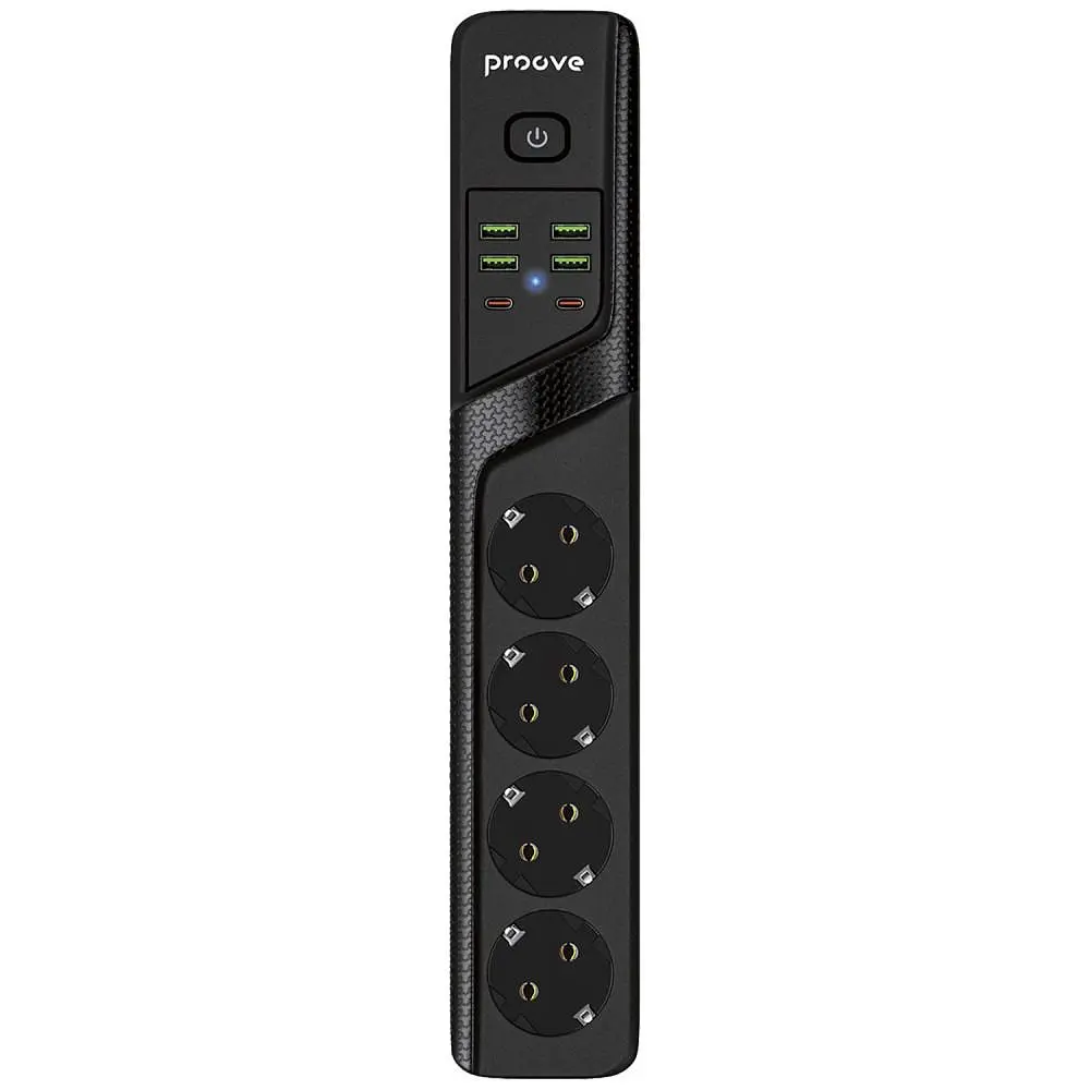 Мережевий фільтр Proove Power Strip P-04 (4 розетки + 4 USB + 2 Type-C) 3M black (PSP442430001) - фото 4