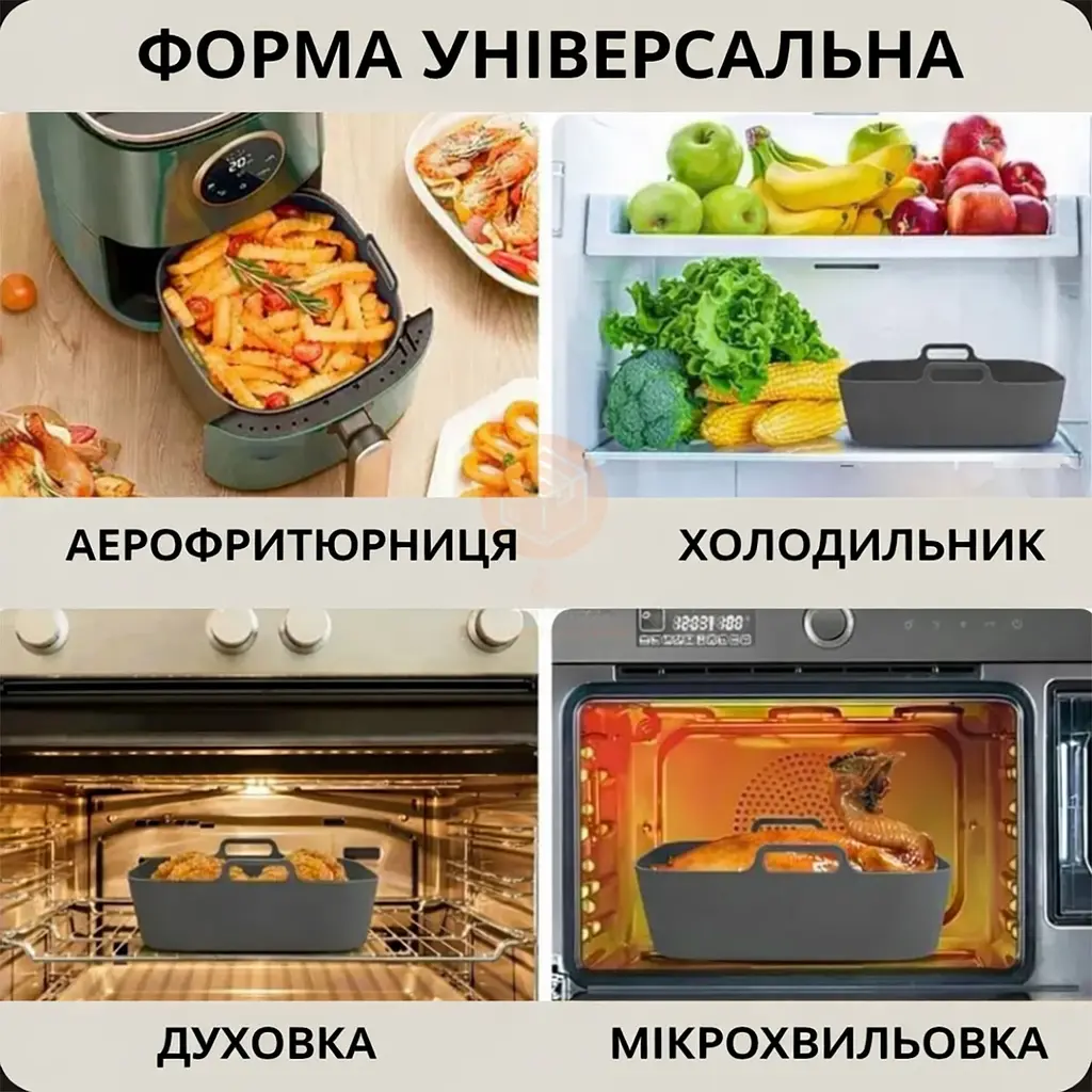 Квадратна щільна силіконова форма для аерогрилю, духовки та мультипечі з ребристим дном 21.5х21.5 см Червоний 88286 - фото 5