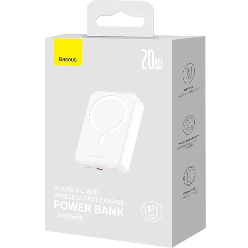 Power Bank Baseus Magnetic Mini Wireless Fast Charge Power Bank 20000mAh 20W White - фото 3