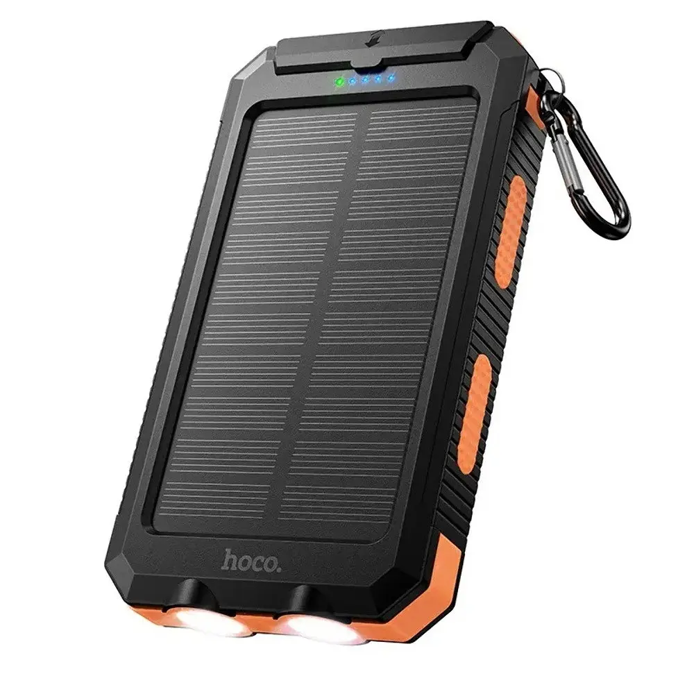 Power bank Hoco J164 8000mAh c LED ліхтариком на сонячній панелі чорний - фото 4