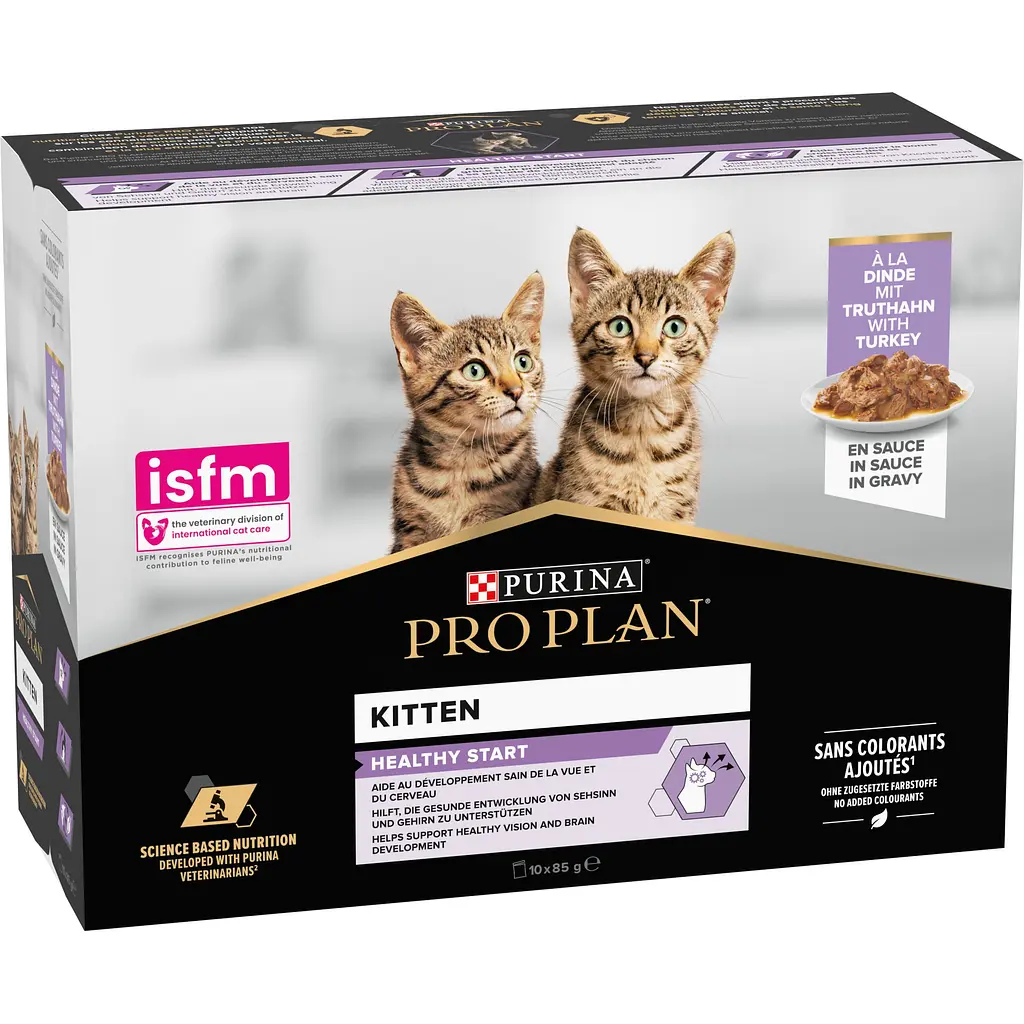 Набір вологий корм для кошенят Purina Pro Plan Kitten Healthy Start шматочки у підливці з індичкою 850 г (10 шт. х 85 г) - фото 3