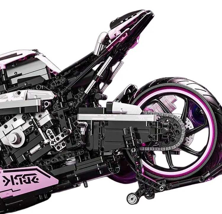 Конструктор Гоночный Мотоцикл розовый 2066 элементов Ramiz - фото 4