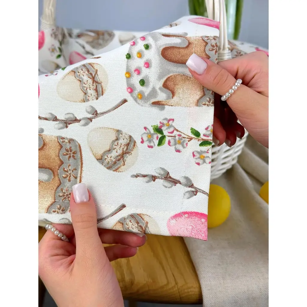 Пасхальное полотенце водоотталкивающее для корзины Пасхальная пасочка 70х40 см Розовый - фото 5