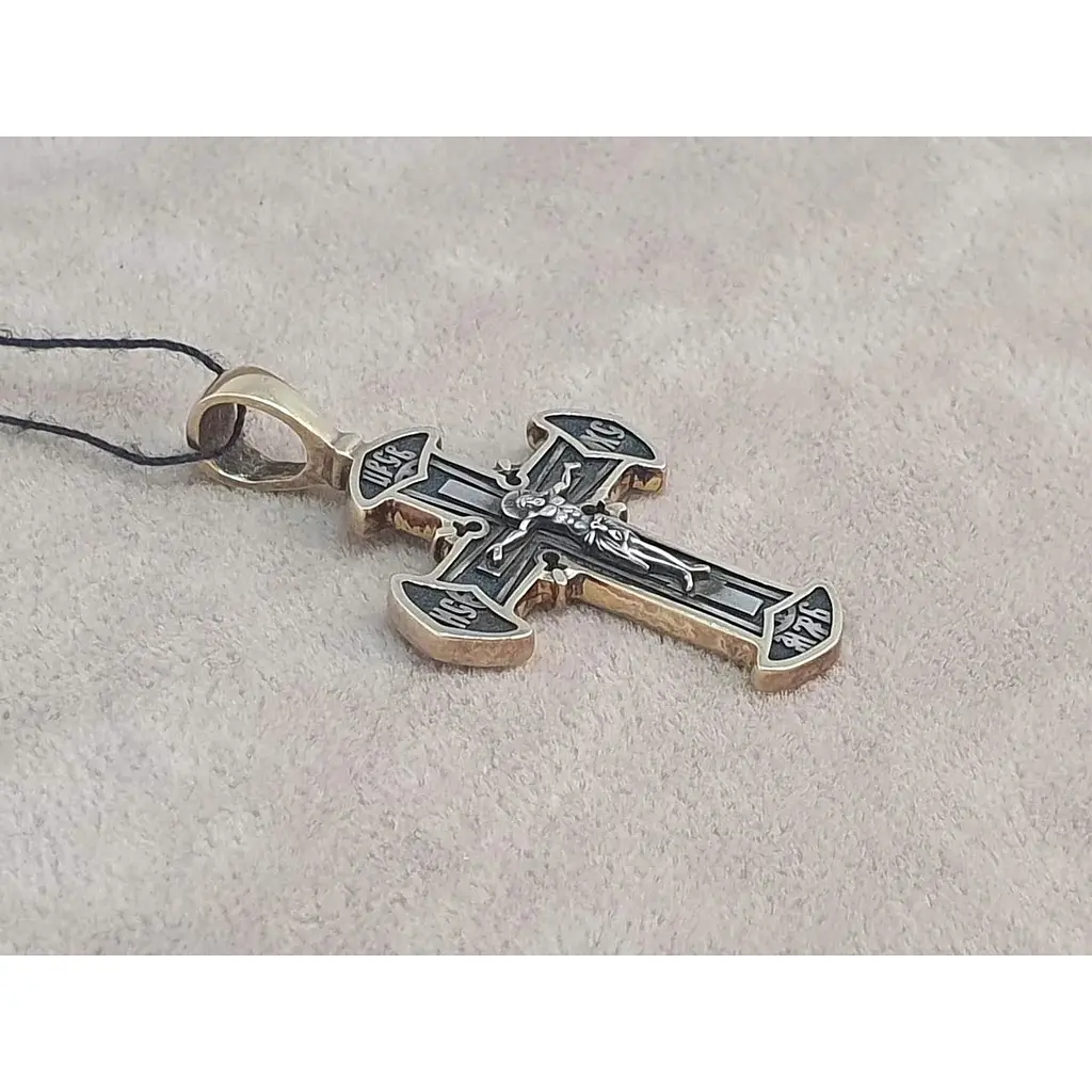 Срібний хрест Харківська ювелірна фабрика Розп'яття Христа з позолотою. 3433-ЗЧ - фото 2