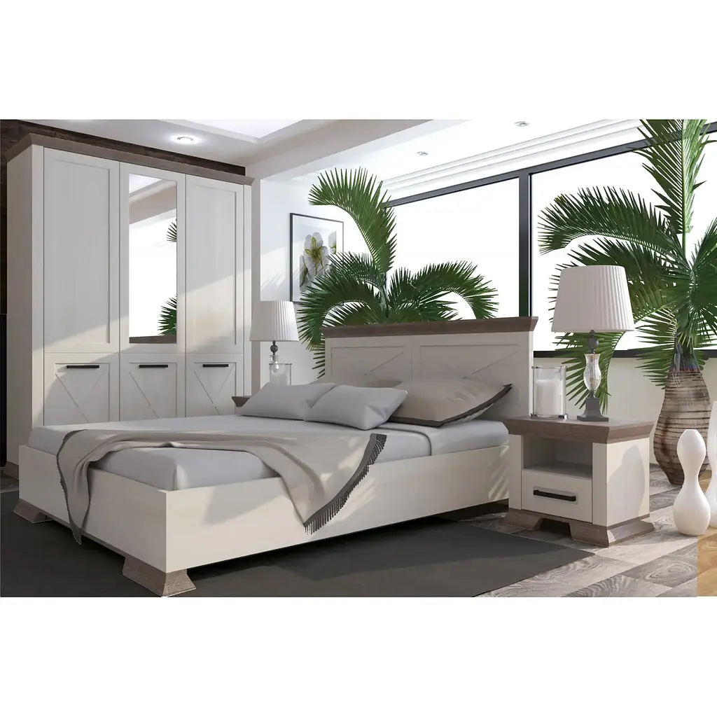 Шафа тридверна з дзеркалом Gerbor Марсель SZF3D Ясен сніжний/Дуб сонома трюфель (GRB-1434) - фото 2