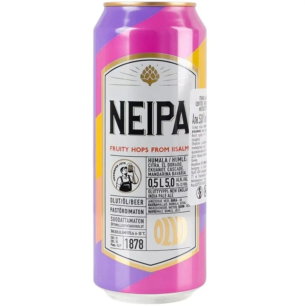 Пиво Olvi Neipa світле нефільтроване непастеризоване 5% 0.5 л з/б