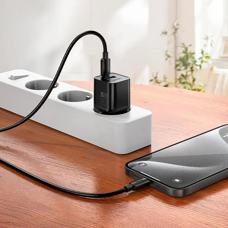 Адаптер мережевий HOCO C to C cable Ingenious PD charger set N65 |1USB/1Type-C, 20W/3A, PD/QC| - фото 2