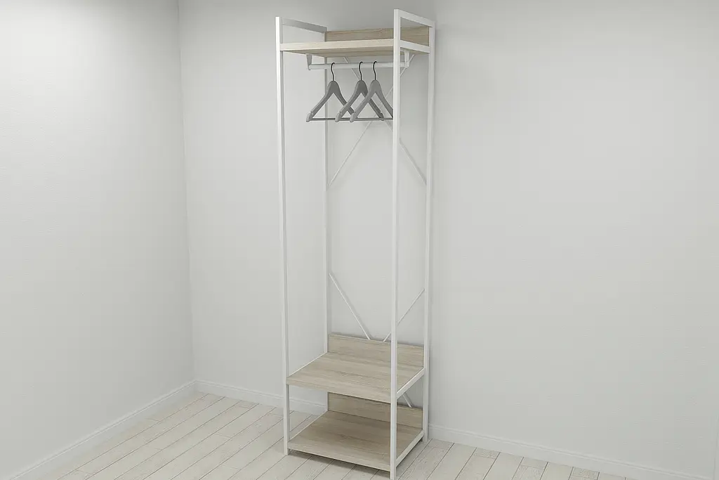 Шафа Гардероб Уні секція 1 серії Конект Ferrum-decor 220x60x50см Білий метал ДСП Дуб Сонома 32 мм (FRD-104509) - фото 9