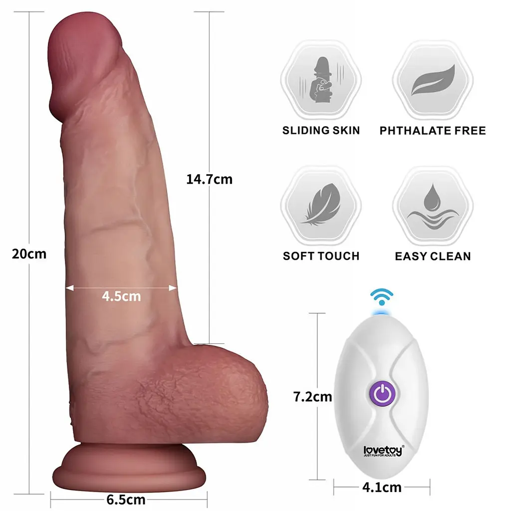 Вібратор Lovetoy Vibrating Sliding Skin Pro II Реалістичний, 20 см - фото 11