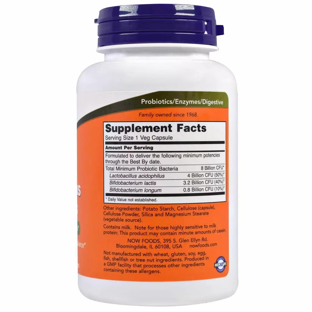 Пробіотик Now Foods Acidophilus & Bifidus 8 Billion CFU 120 вегетаріанських капсул - фото 2