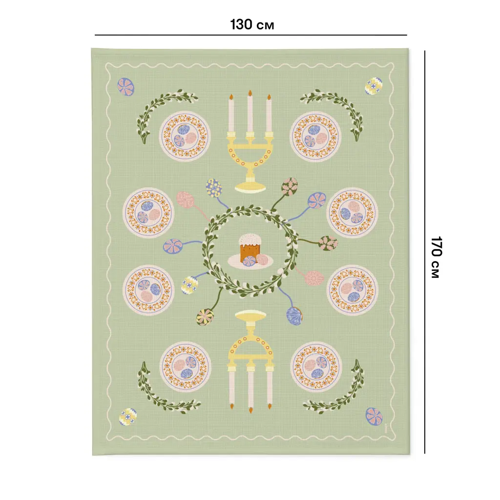 Скатертина «Великодній вінок» зелена 130х170 - фото 2