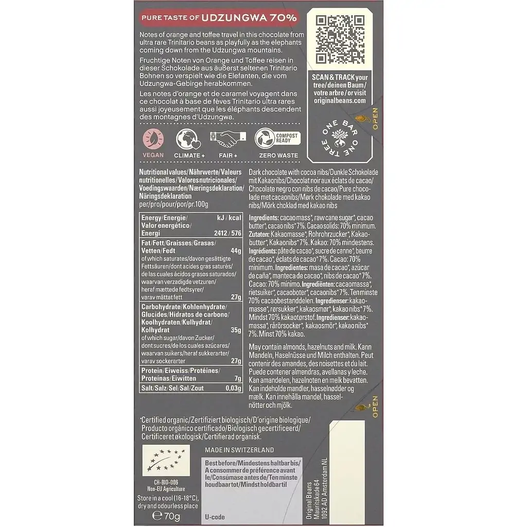 Шоколад черный Original Beans Удзунгва Парк Танзания органический 70 г - фото 2